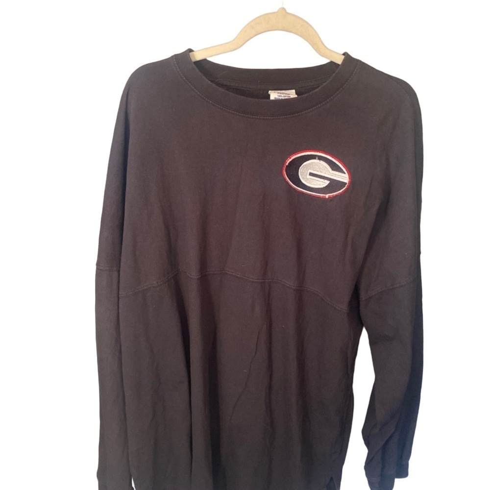 Pressbox size XL sweatshirt Georgia sequins front and back “ Hunker Down Georgia